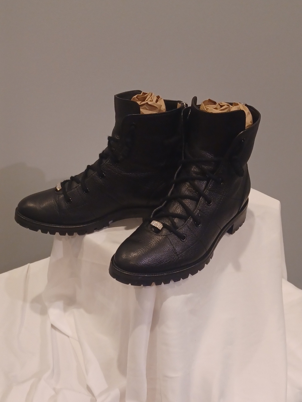 Jimmy Choo Black Leather Ankle Boot with Side Zipper